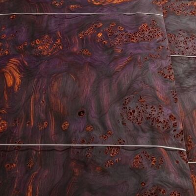 Vibrant Iridescent Plant Dyed Natural Wood Veneer, Sustainable Eco-Friendly Decorative Timber Veneer for Luxury Interior Furniture Design