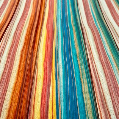 Natural Eco-Friendly Plant Dyed Wood Veneer, Vibrant Multi-Colored Decorative Wood Veneer, Custom Sizes for Furniture, Door and Interior Wall Decoration